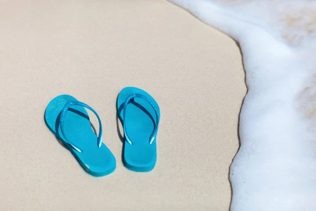 Flip flops on a tropical beach